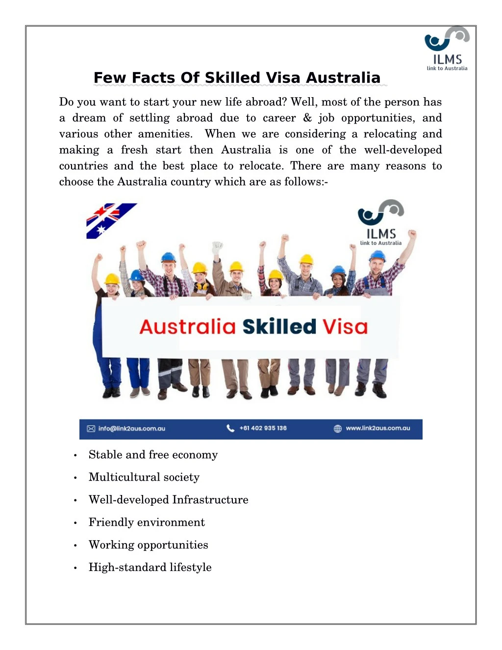 few facts of skilled visa australia