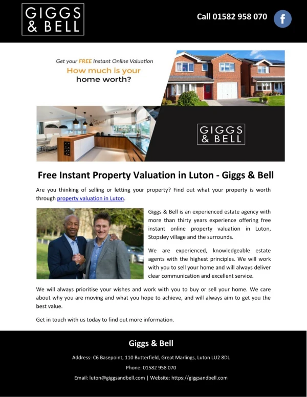 Free Instant Property Valuation in Luton - Giggs & Bell