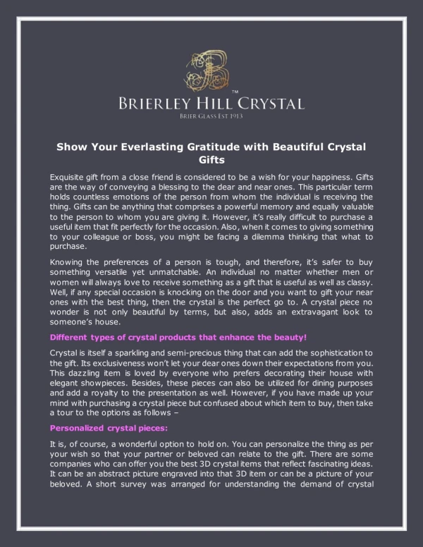 Show Your Everlasting Gratitude with Beautiful Crystal Gifts