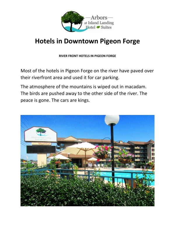Best Hotels in Downtown Pigeon Forge - Arborshotel