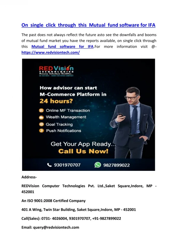 on single click through this mutual fund software