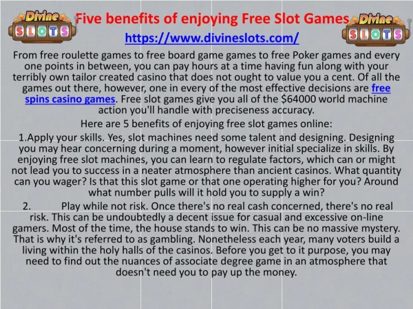 Five benefits of enjoying Free Slot Games