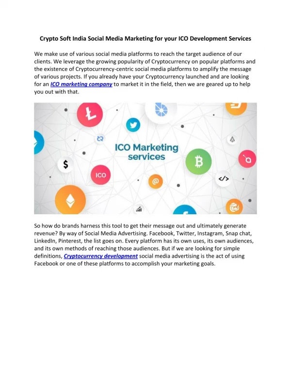 Crypto Soft India Social Media Marketing for your ICO Development Services