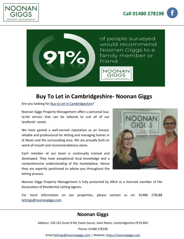 Buy To Let in Cambridgeshire- Noonan Giggs