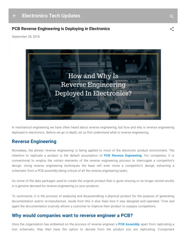 PCB Reverse Engineering is Deploying in Electronics