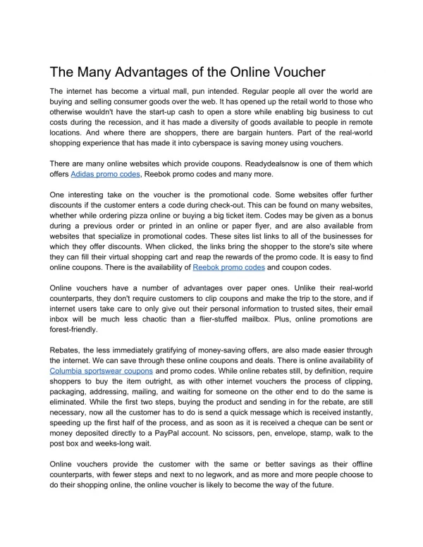 The Many Advantages of the Online Voucher