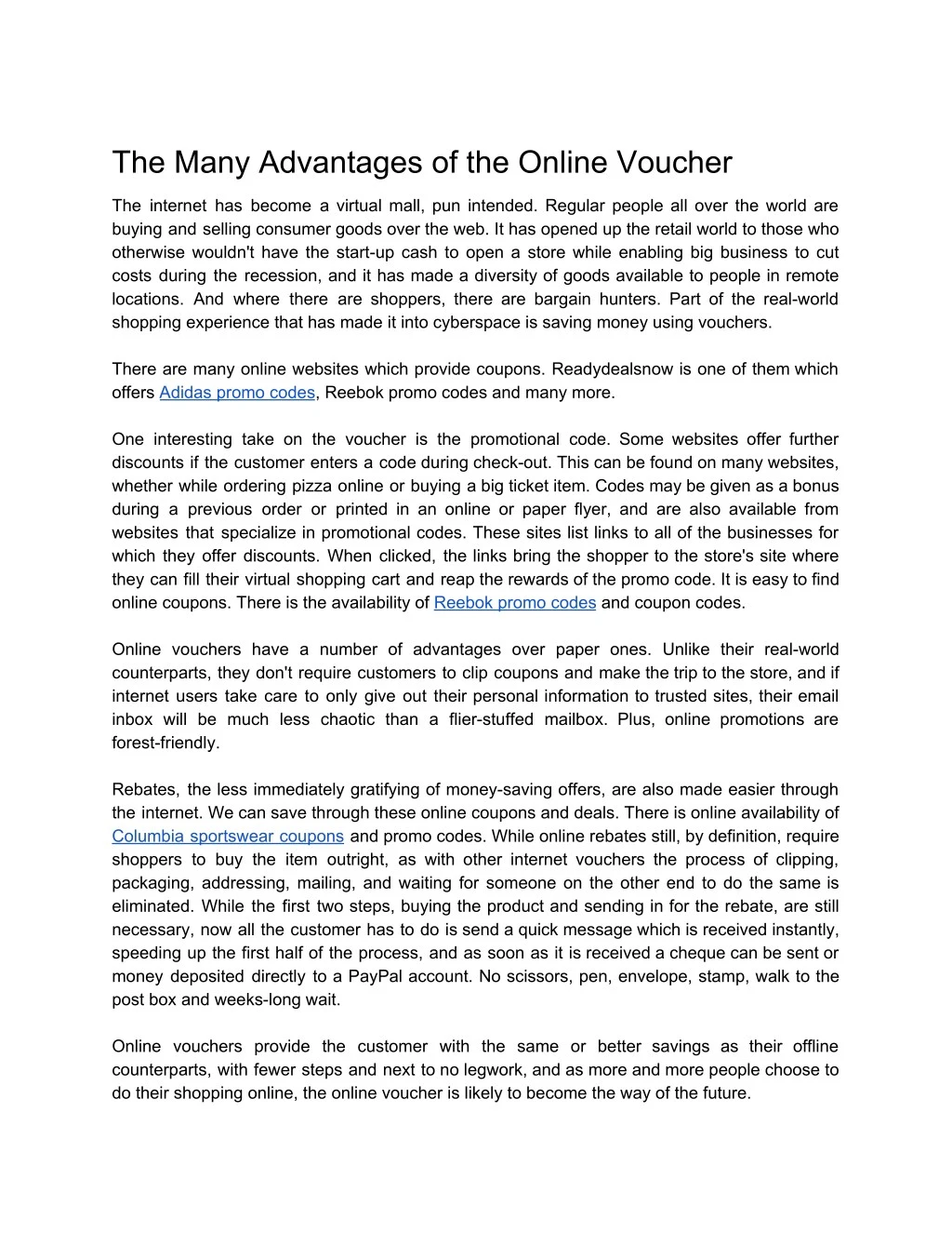 the many advantages of the online voucher