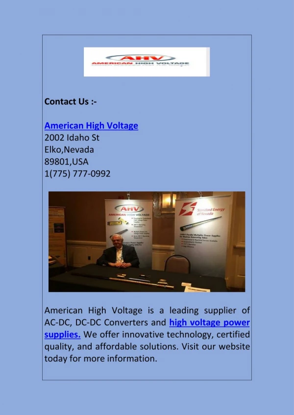 High Voltage Power Supplies | American High Voltage
