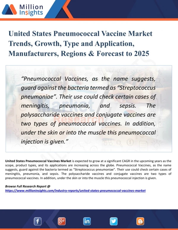 United States Pneumococcal Vaccine Market Segmented by Material, Type, Application, and Geography - Growth, Trends and