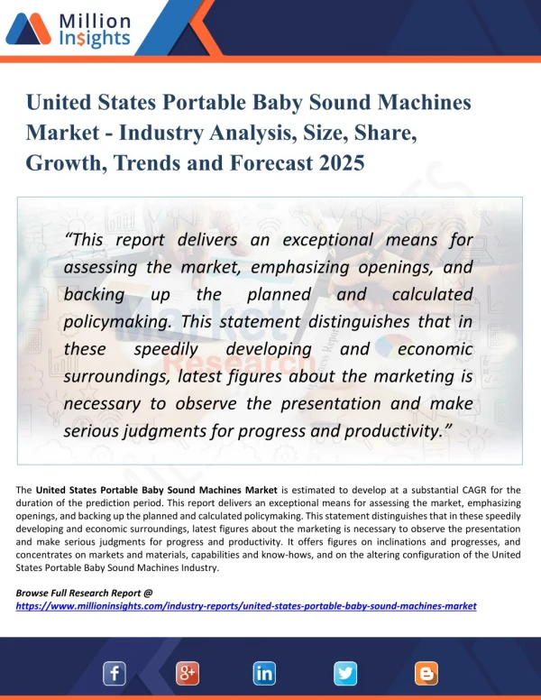 United States Portable Baby Sound Machines Market Analysis, Share and Size, Trends, Industry Growth And Segment Forecast
