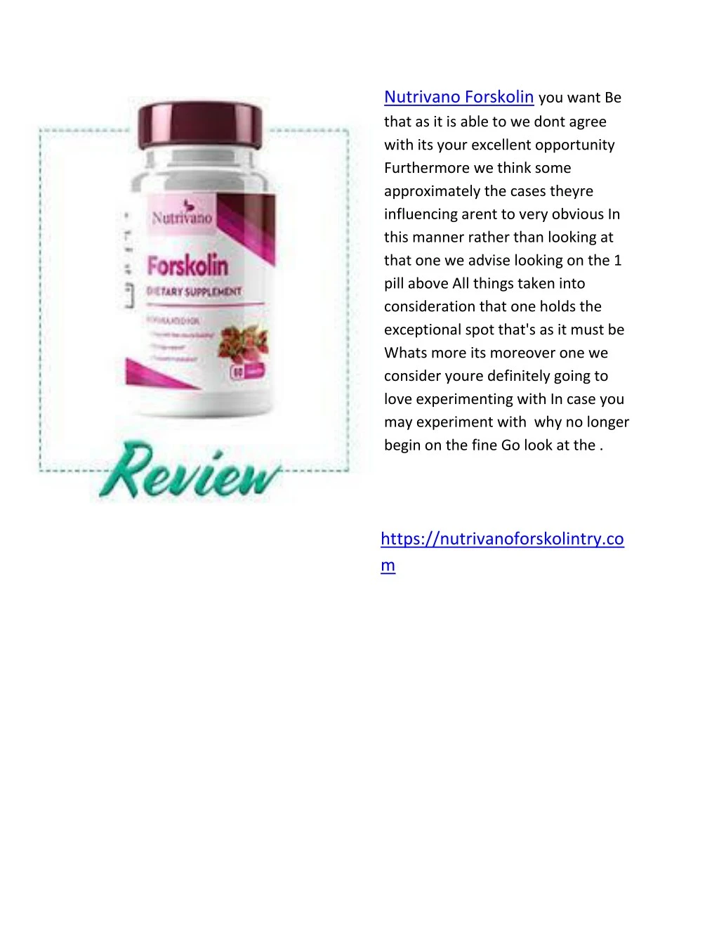 nutrivano forskolin you want be that