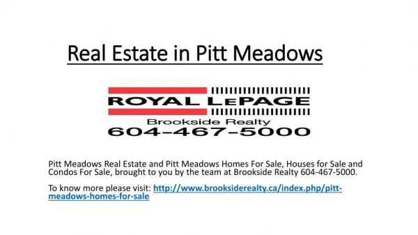 Real Estate in Pitt Meadows