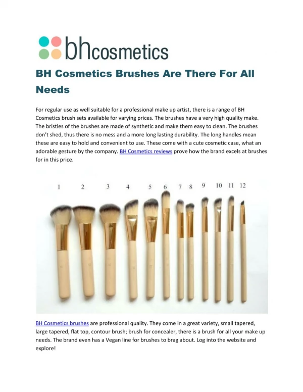 BH Cosmetics Brushes Are There For All Needs
