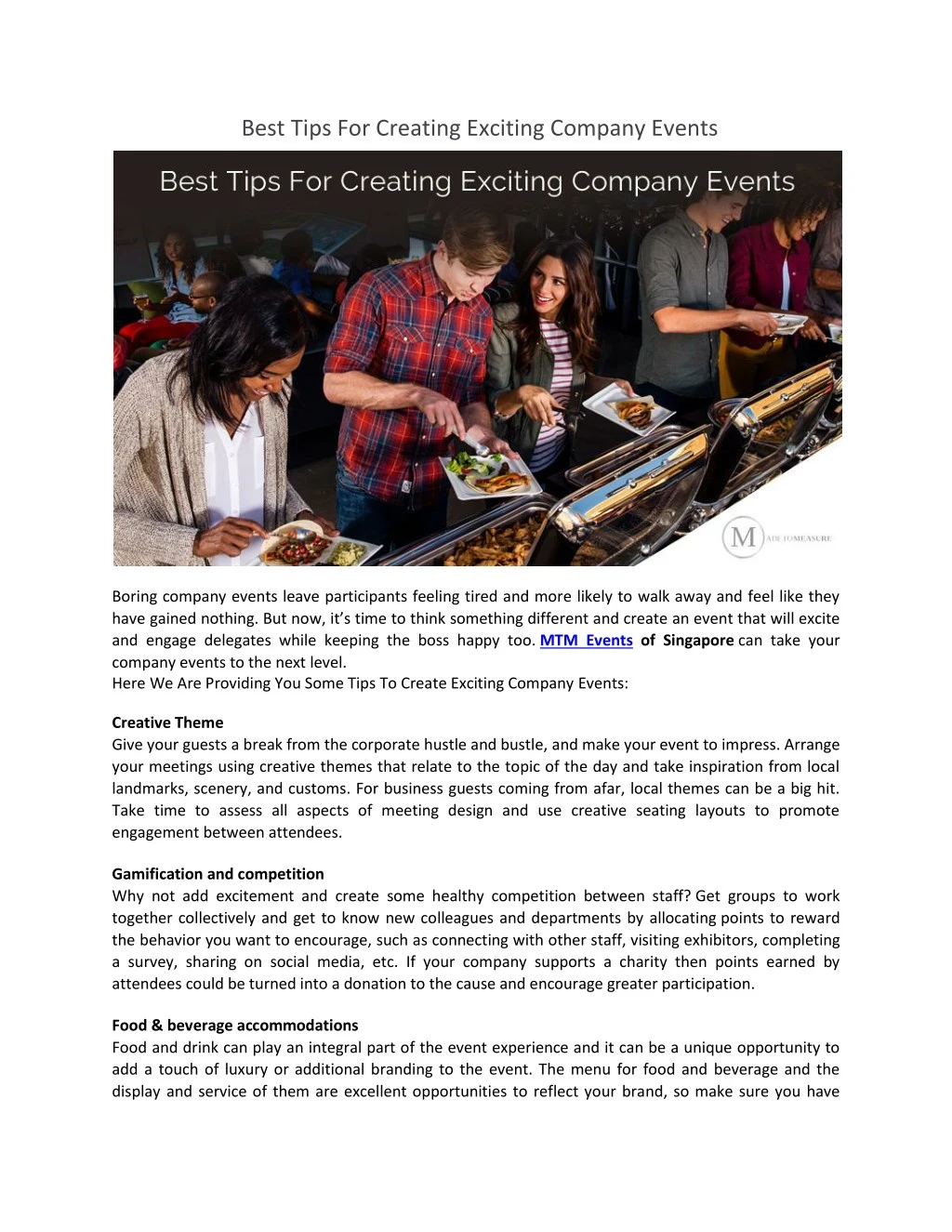 best tips for creating exciting company events