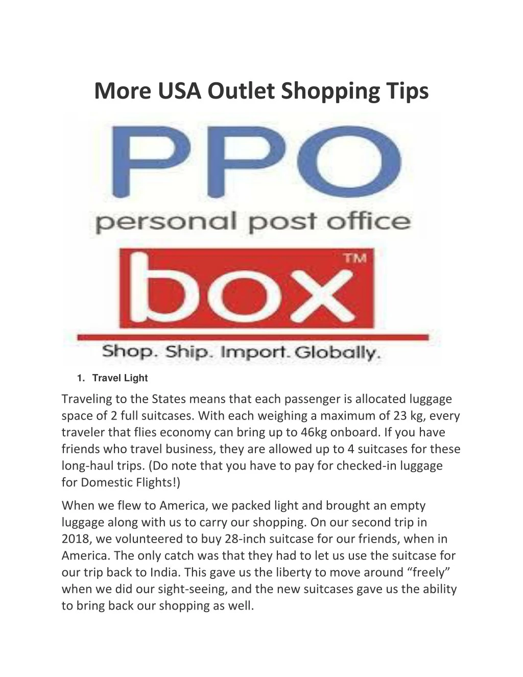 more usa outlet shopping tips
