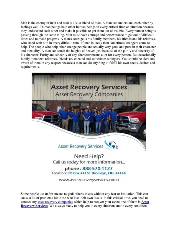 Asset Recovery Companies