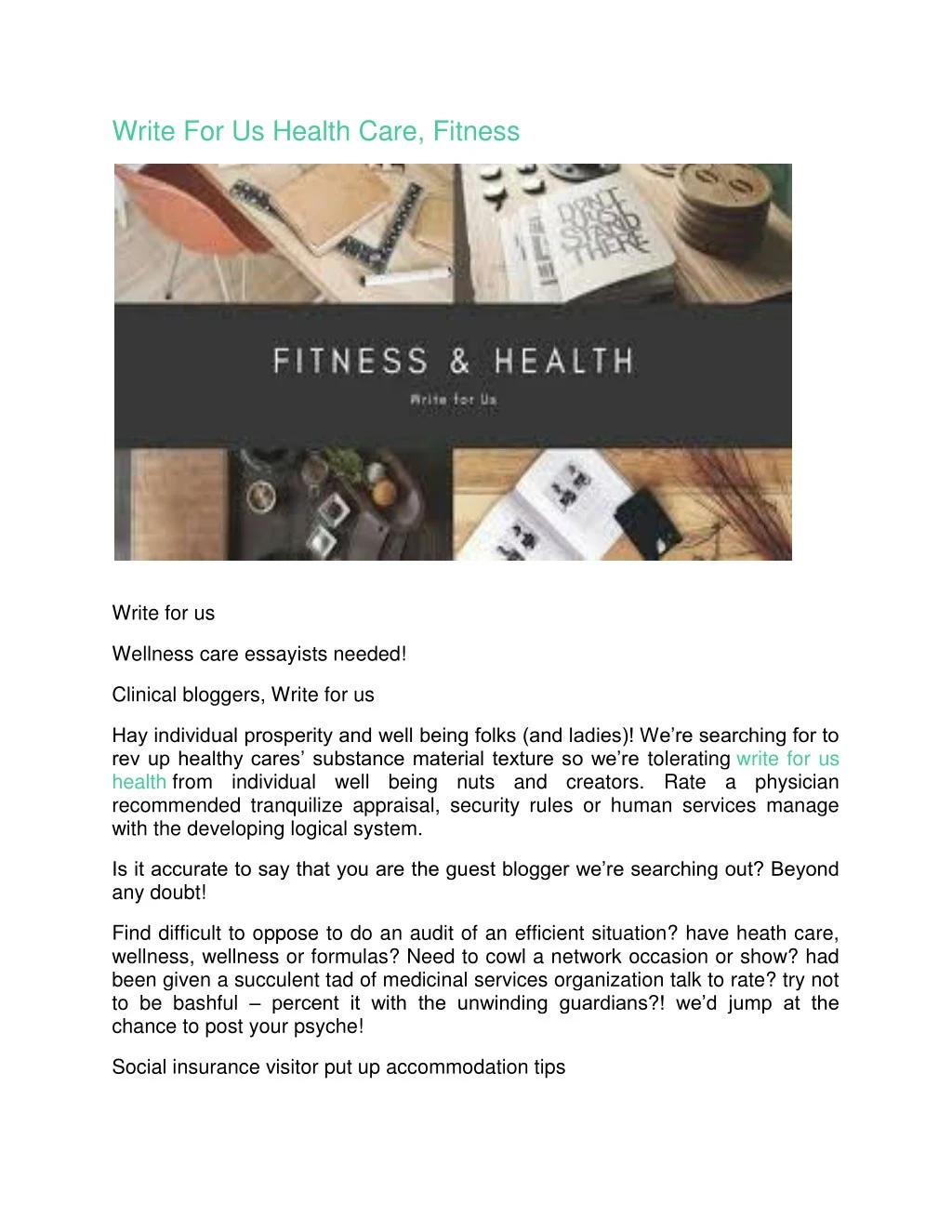 write for us health care fitness