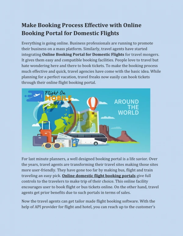 Make Booking Process Effective with Online Booking Portal for Domestic Flights