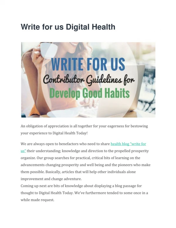 Write for us Digital Health