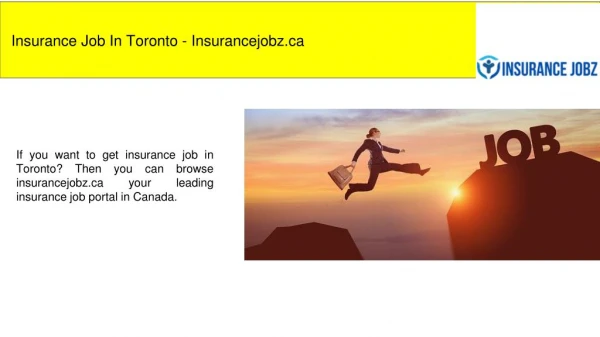 Insurance Job In Toronto