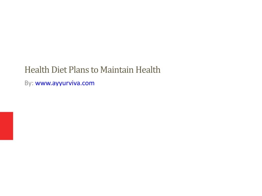 health diet plans to maintain health