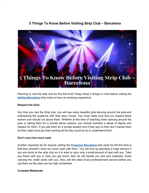 5 Things To Know Before Visiting Strip Club – Barcelona
