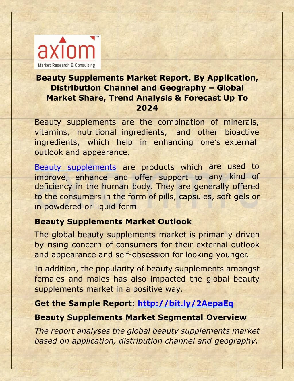 beauty supplements market report by application