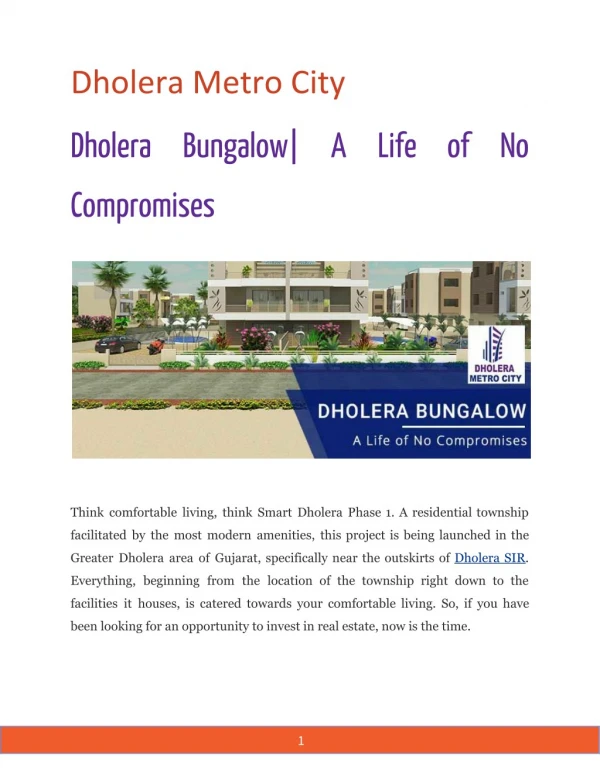 Dholera Bungalow| A Life of No Compromises