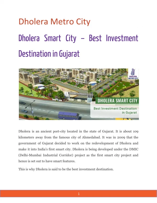 Dholera Smart City – Best Investment Destination in Gujarat