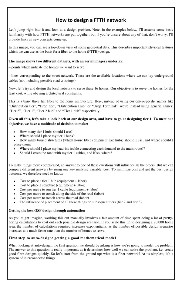 How to design a FTTH network
