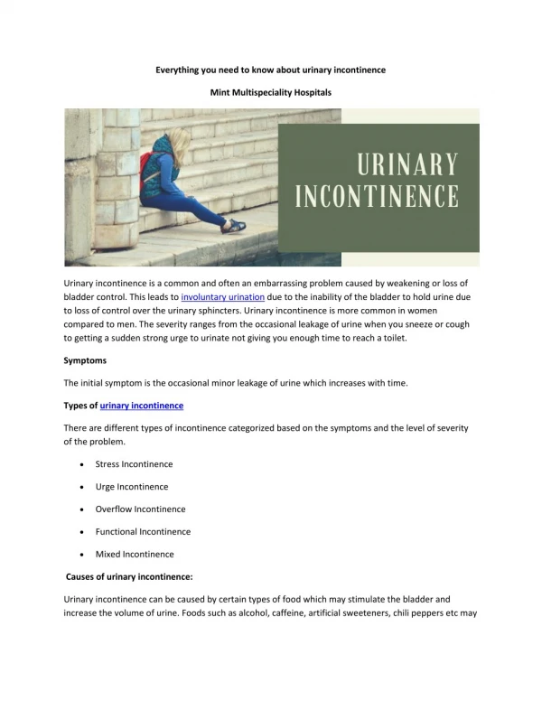 Everything you need to know about urinary incontinence