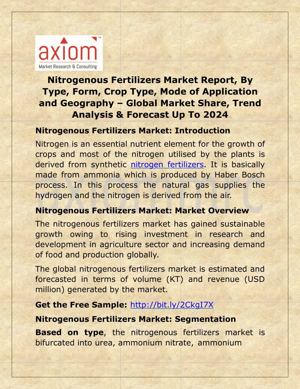 nitrogenous fertilizers market report by type
