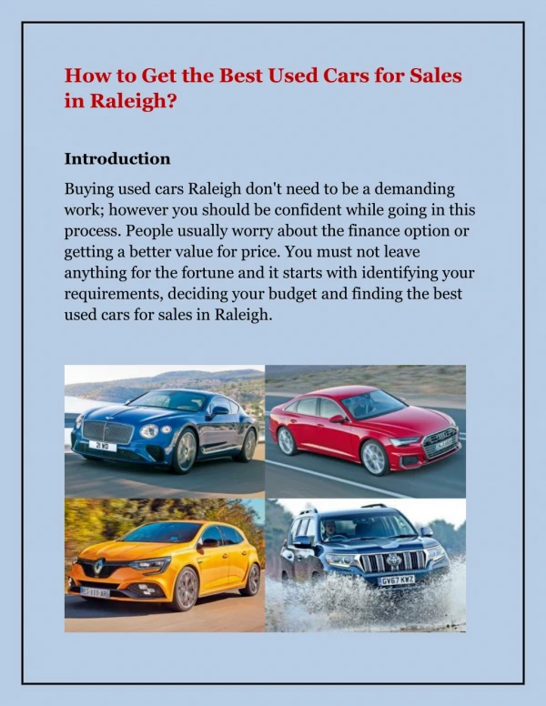 Get the Best Used Cars with "West Raleigh Auto Sales"