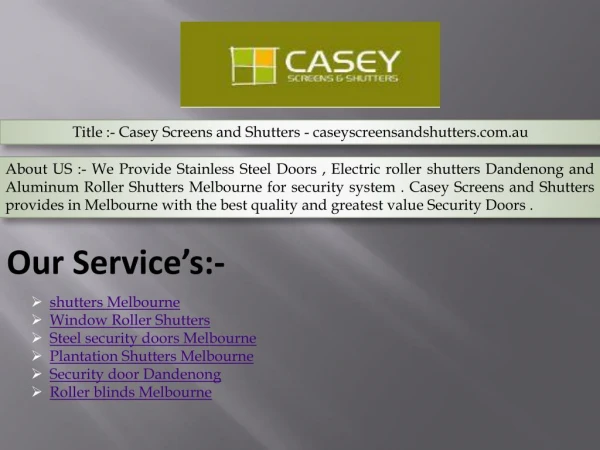 Casey Screens and Shutters - caseyscreensandshutters.com.au