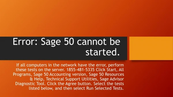 Sage 50 Accounting Could Not Be Started 1-855-481-5335
