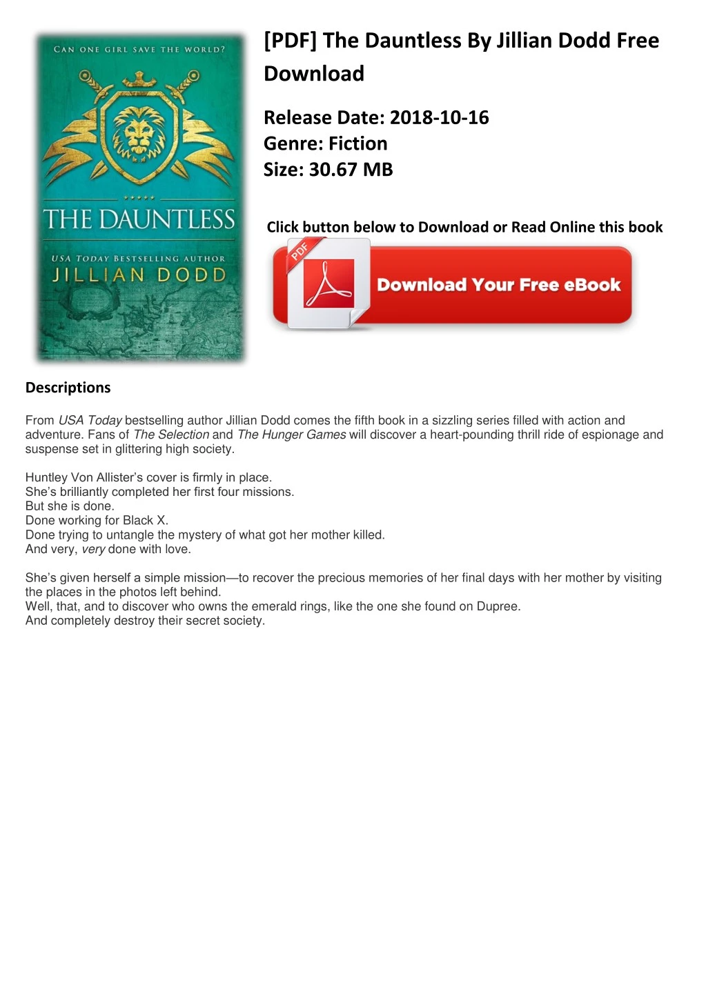 pdf the dauntless by jillian dodd free download