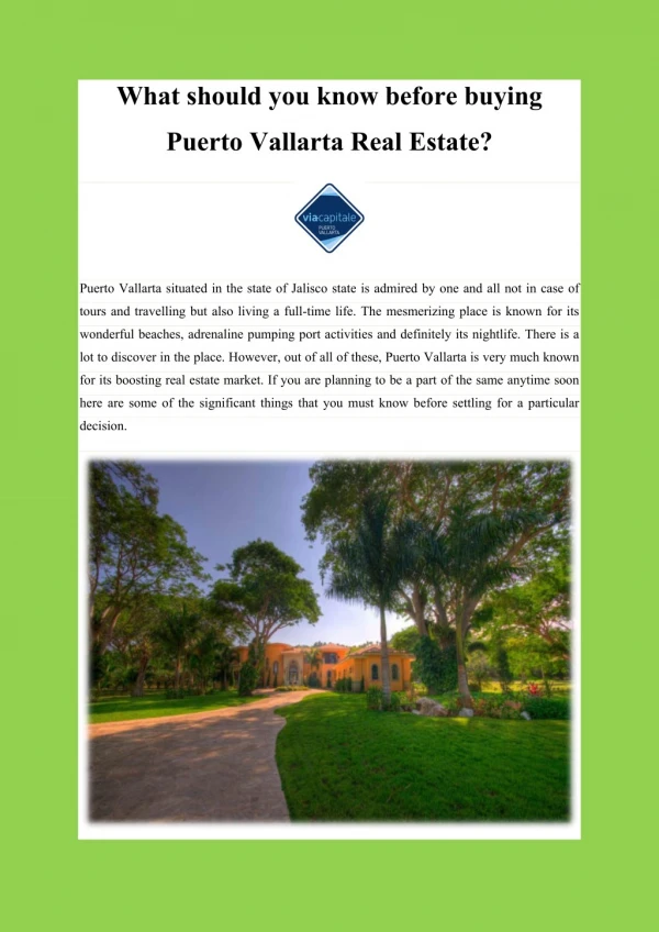 What should you know before buying Puerto Vallarta Real Estate?