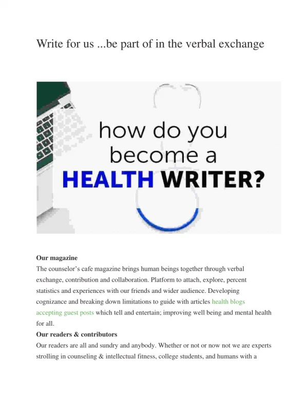 Write for us ...be part of in the verbal exchange