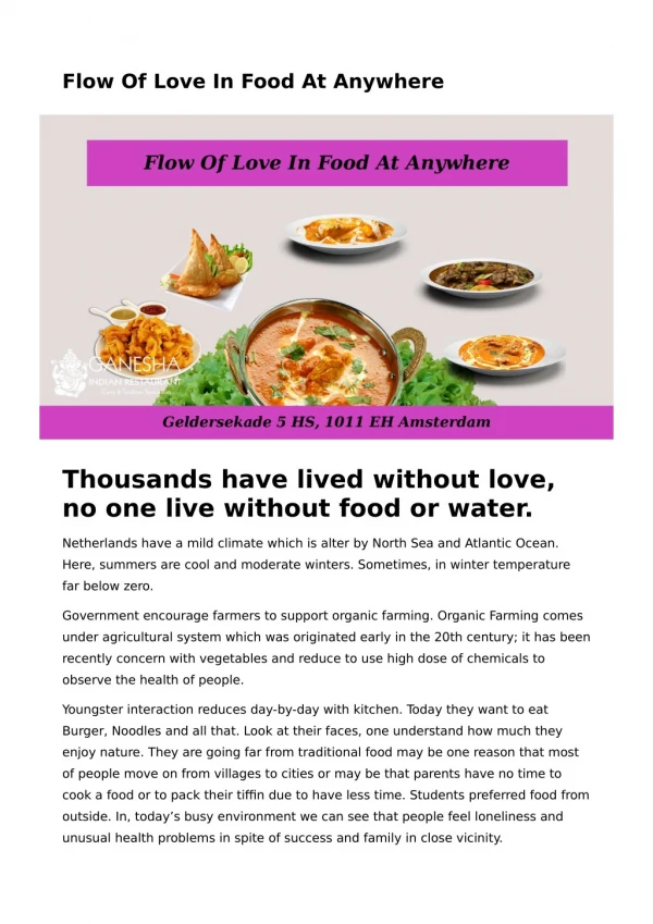 Flow Of Love In Food At Anywhere