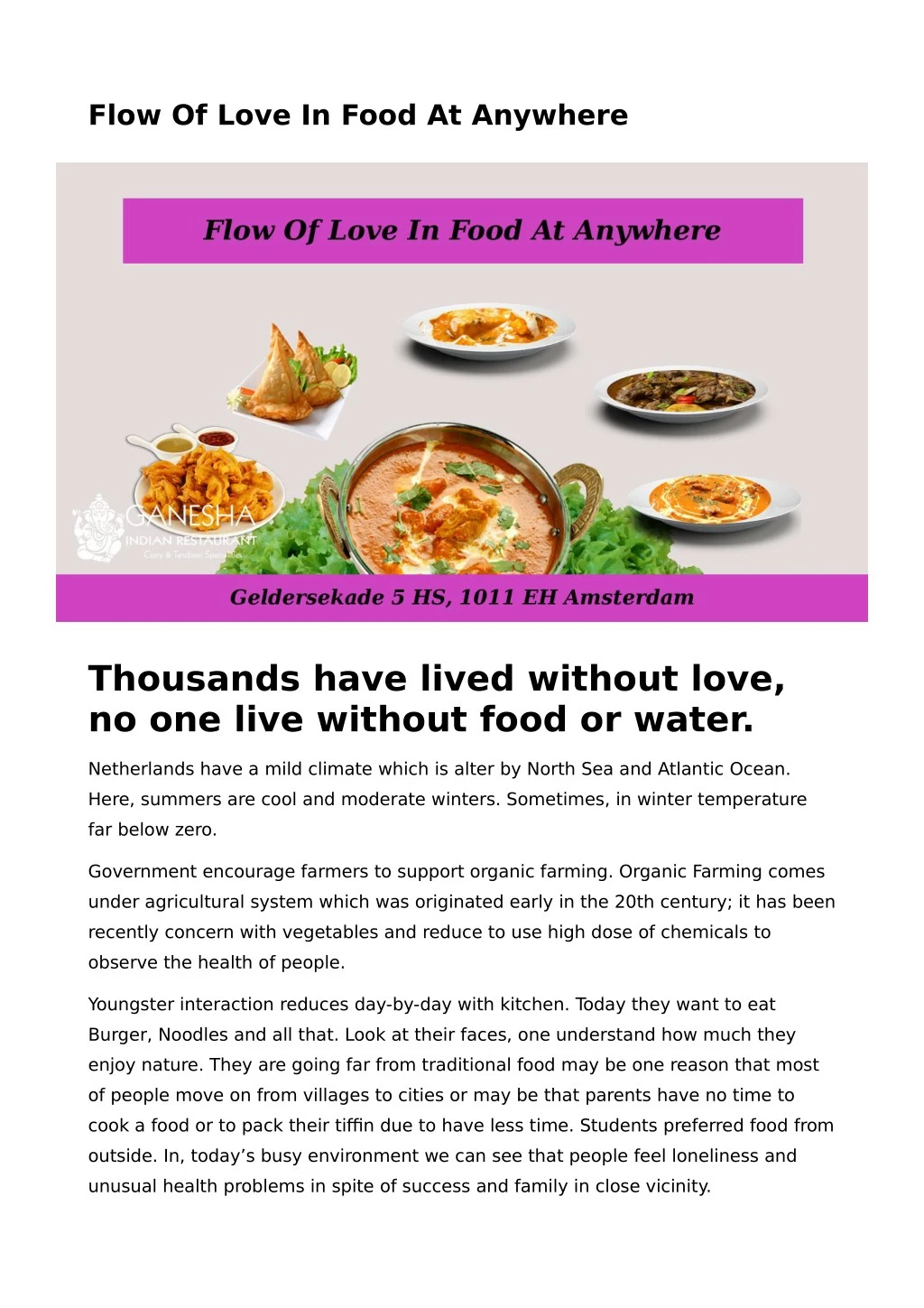 flow of love in food at anywhere