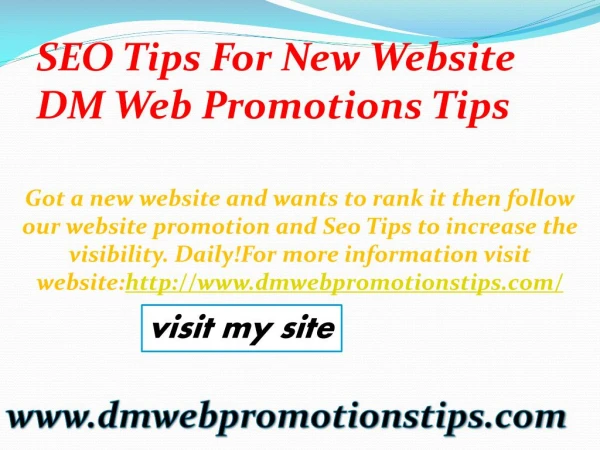 seo tips for new website dm web promotions tips
