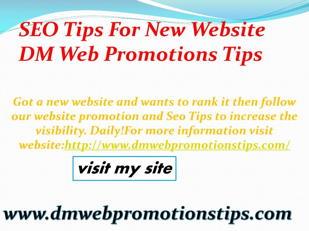 seo tips for new website dm web promotions tips