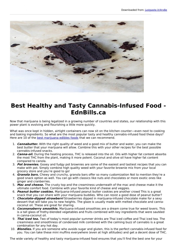 Best Healthy and Tasty Cannabis-Infused Food - EdnBills.ca