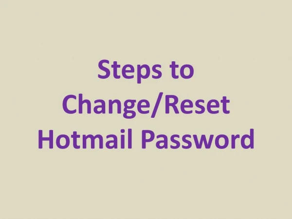 Steps to Change/Reset Hotmail Password