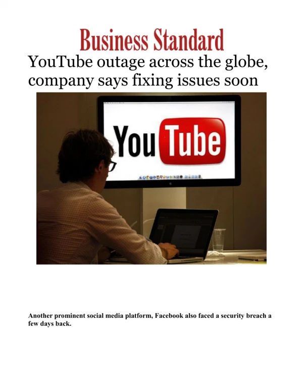 YouTube outage across the globe, company says fixing issues soon