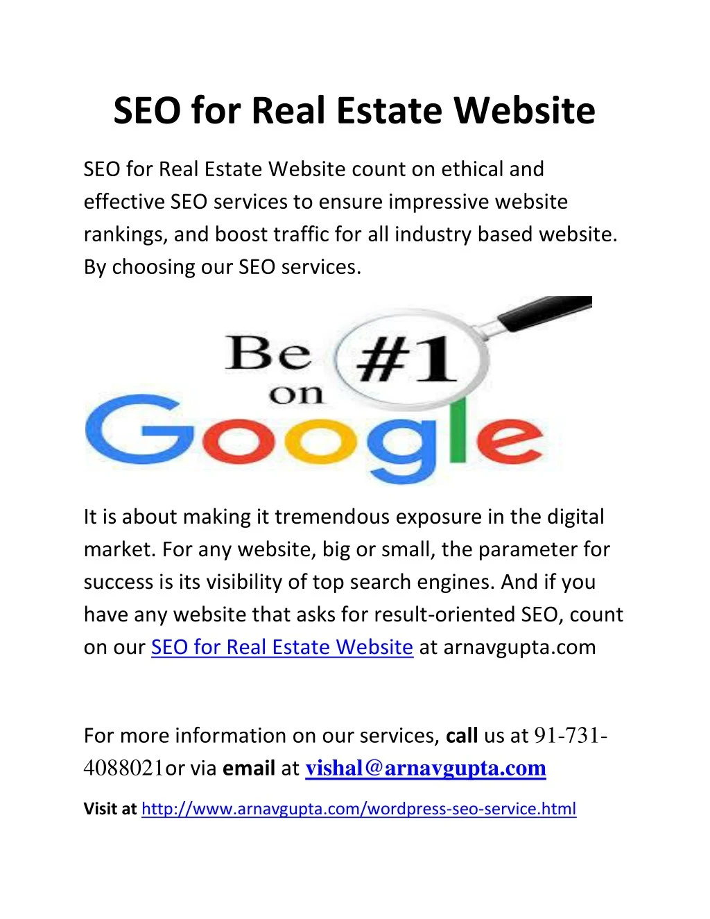 seo for real estate website
