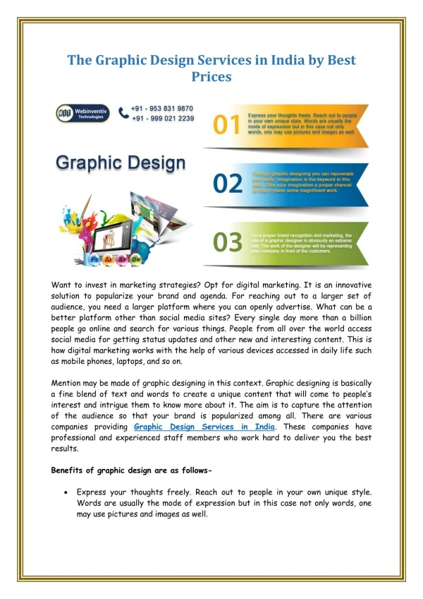 The Graphic Design Services in India by Best Prices