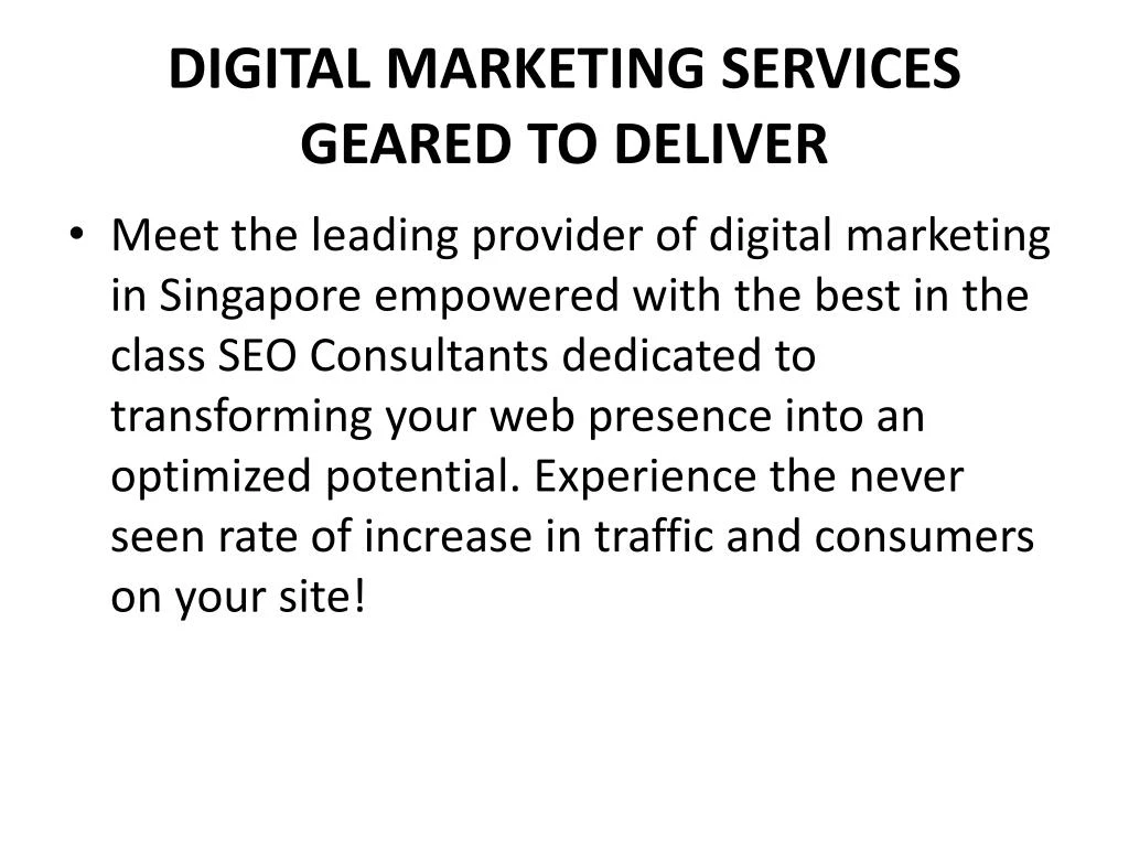 digital marketing services geared to deliver