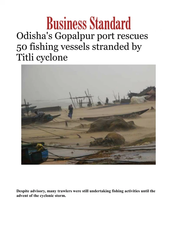 Odisha's Gopalpur port rescues 50 fishing vessels stranded by Titli cyclone