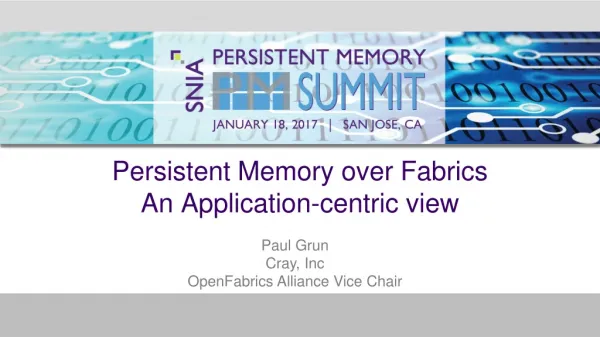 Persistent Memory over Fabrics An Application-centric view